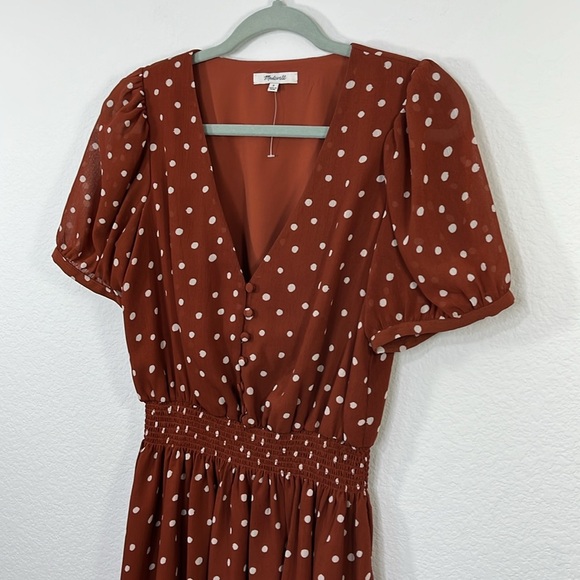 Madewell NWOT Smocked Mini Dress Polka Dot size Small style L3392 - Picture 3 of 13